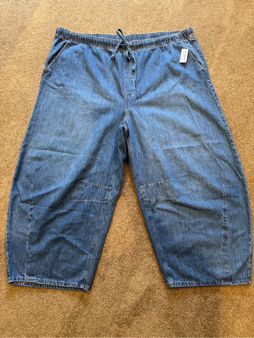 Old Navy Barrel Jeans Women's Plus Size 3X Blue Denim Pull on Drawstring